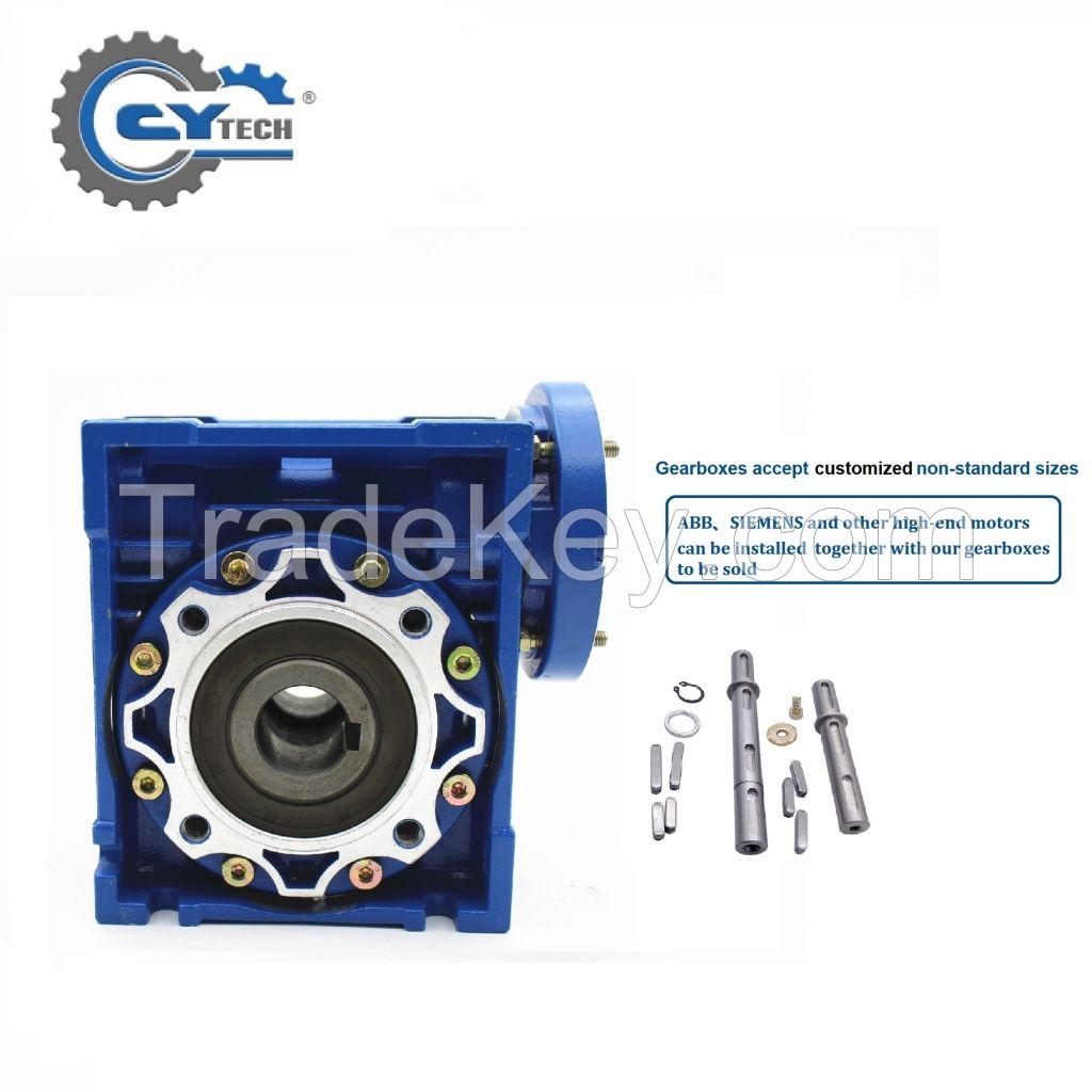 CHENYUE High Torque Worm Gearbox Worm Speed Reducer NMRV 50 CYRV50 Gearbox Input 11/14/19mm Output 25mm Speed Ratio from 5:1 to 100:1 Free Maintenance