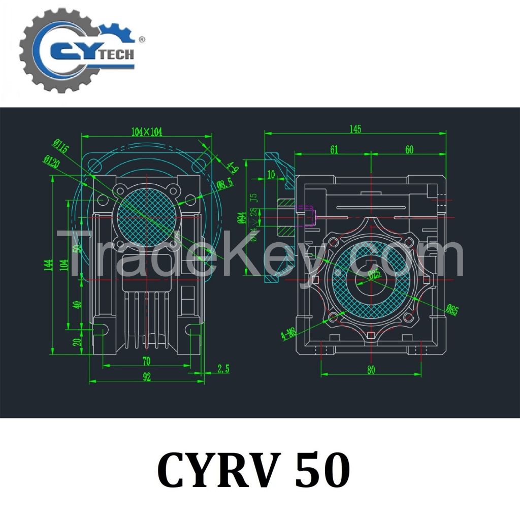 CHENYUE High Torque Worm Gearbox Worm Speed Reducer NMRV 50 CYRV50 Gearbox Input 11/14/19mm Output 25mm Speed Ratio from 5:1 to 100:1 Free Maintenance