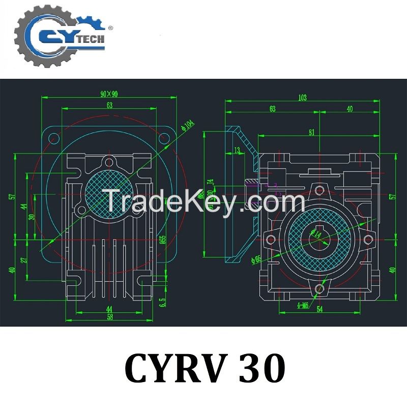 CHENYUE High Torque Worm Gearbox Worm Speed Reducer NMRV 30 CYRV30 Gearbox Input 9/11mm Output 14mm Speed Ratio from 5:1 to 80:1 Free Maintenance