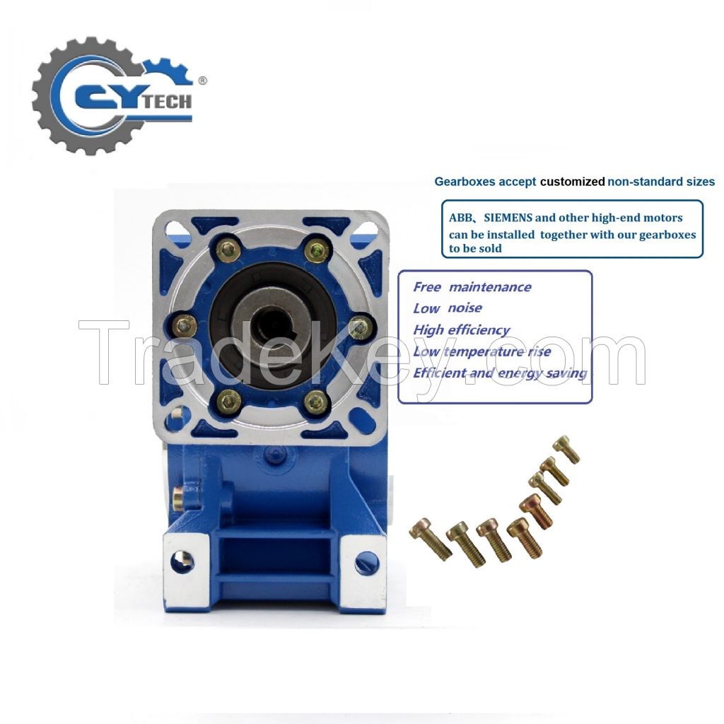 CHENYUE High Torque Worm Gearbox NMRW 50 CYRW 50 Input 11/14/19mm Output 25mm Speed Ratio from 5:1 to 100:1 Tin Bronze Worm Gear Free Maintenance