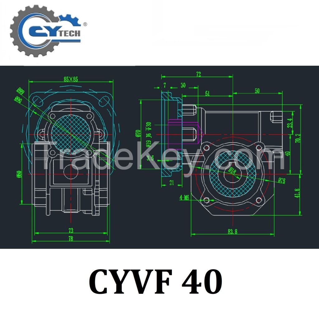 CHENYUE High Torque CNC Worm Gearbox NMVF 40 CYVF 40 Input 14/11mm Output 18mm Speed Ratio from 5:1 to 100:1 Tin Bronze Free Maintenance