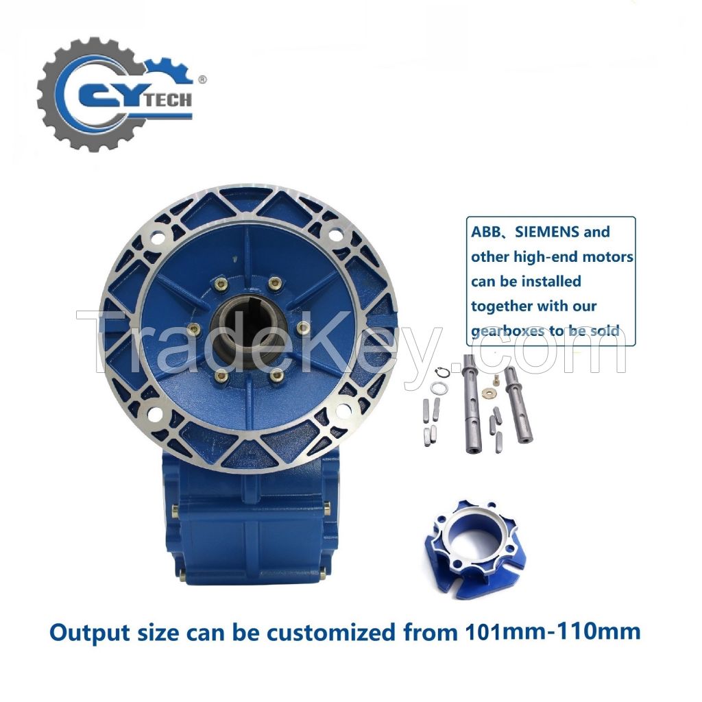 CHENYUE Worm Gearbox CYWF110 Input 35mm Output hole 110mm Can OEM Shaft Speed Ratio from 5:1/100:1 CNC Free Maintenance