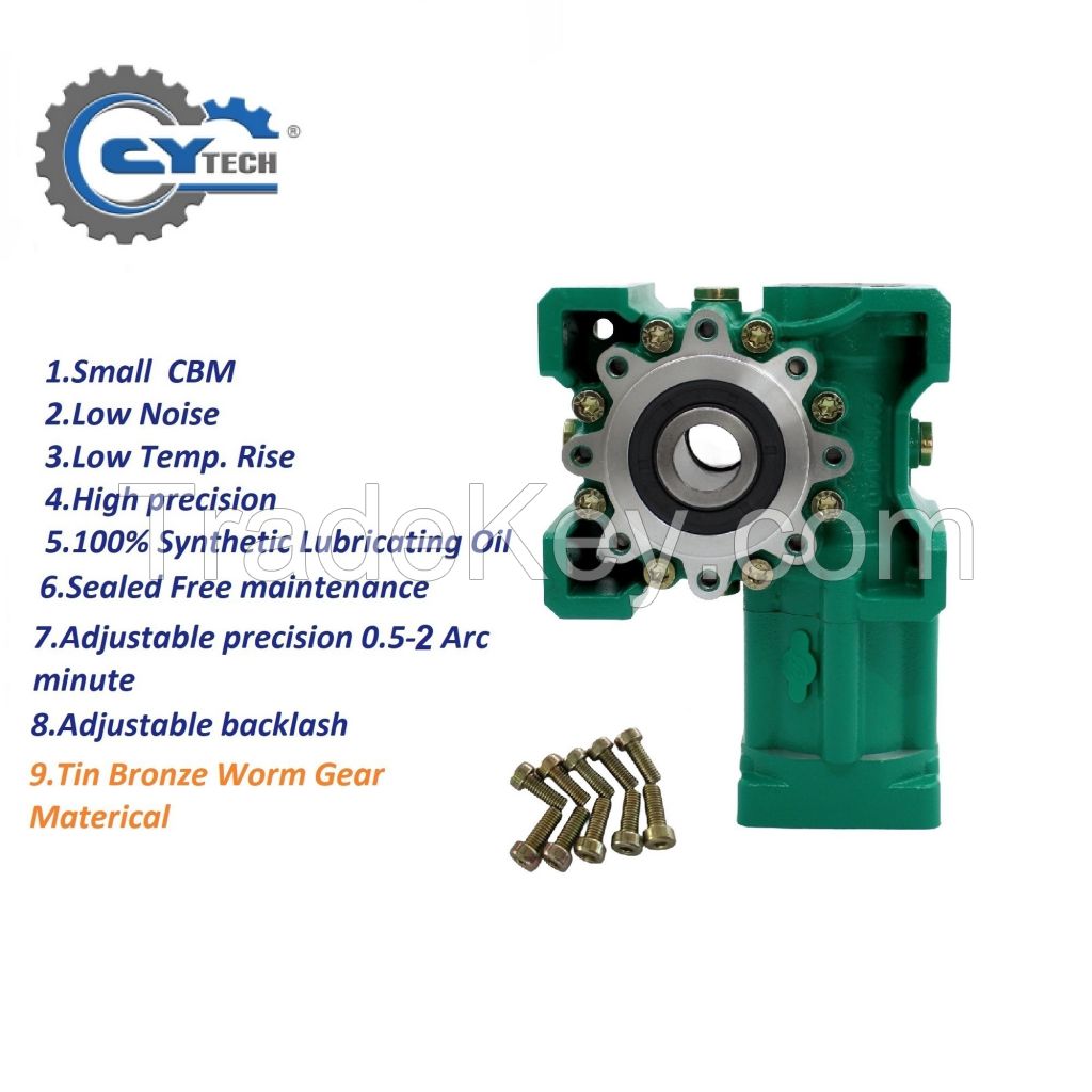 CHENYUE Adjustable Backlash 0.5-2 Arc Minute Worm Gearbox CYCM63 Input shaft 14/19/20/22/24 Output 30 Speed Ratio from 5:1 to 80:1 Free Maintenance