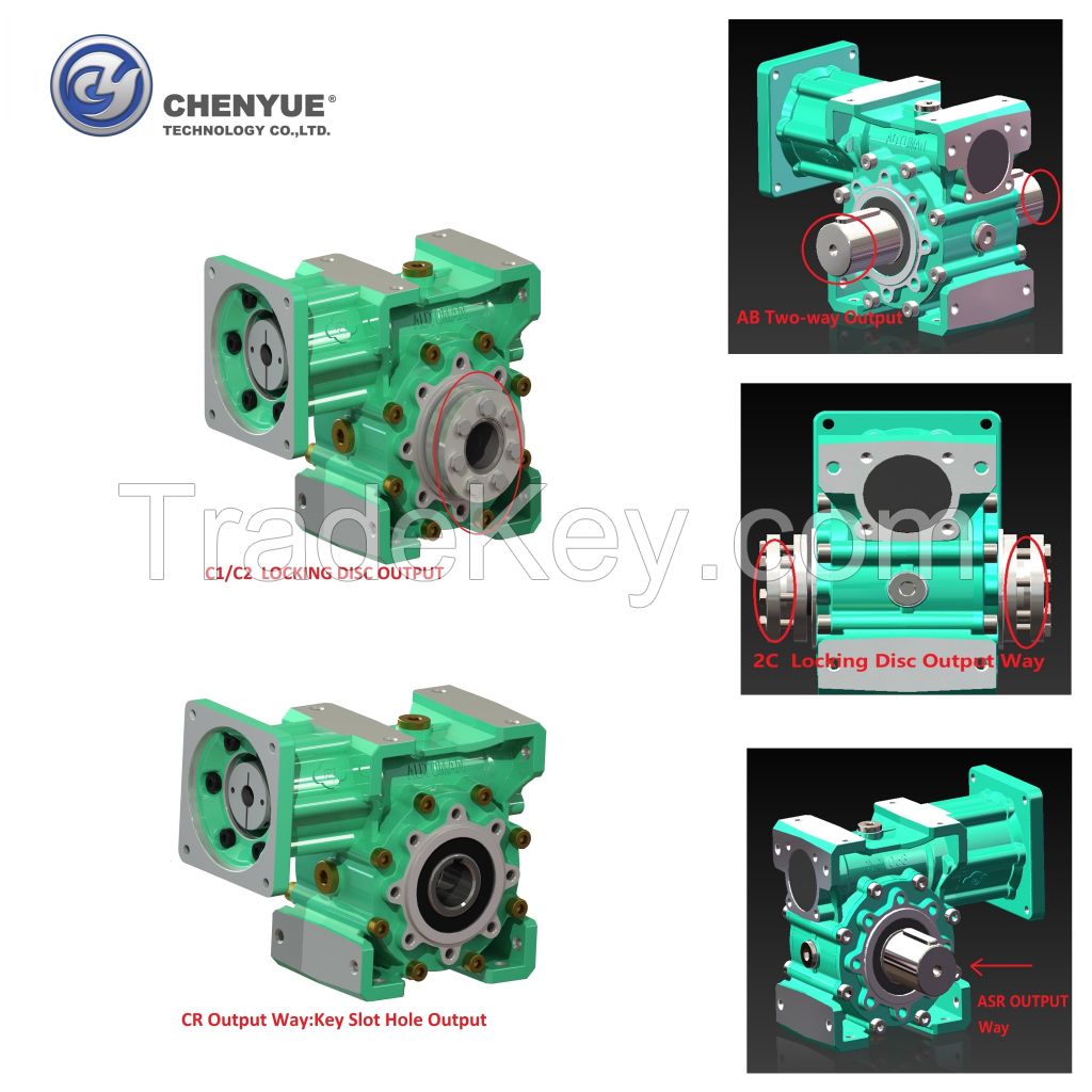 CHENYUE Adjustable Backlash 0.5-2 Arc Minute Worm Gearbox CYCM63 Input shaft 14/19/20/22/24 Output 30 Speed Ratio from 5:1 to 80:1 Free Maintenance