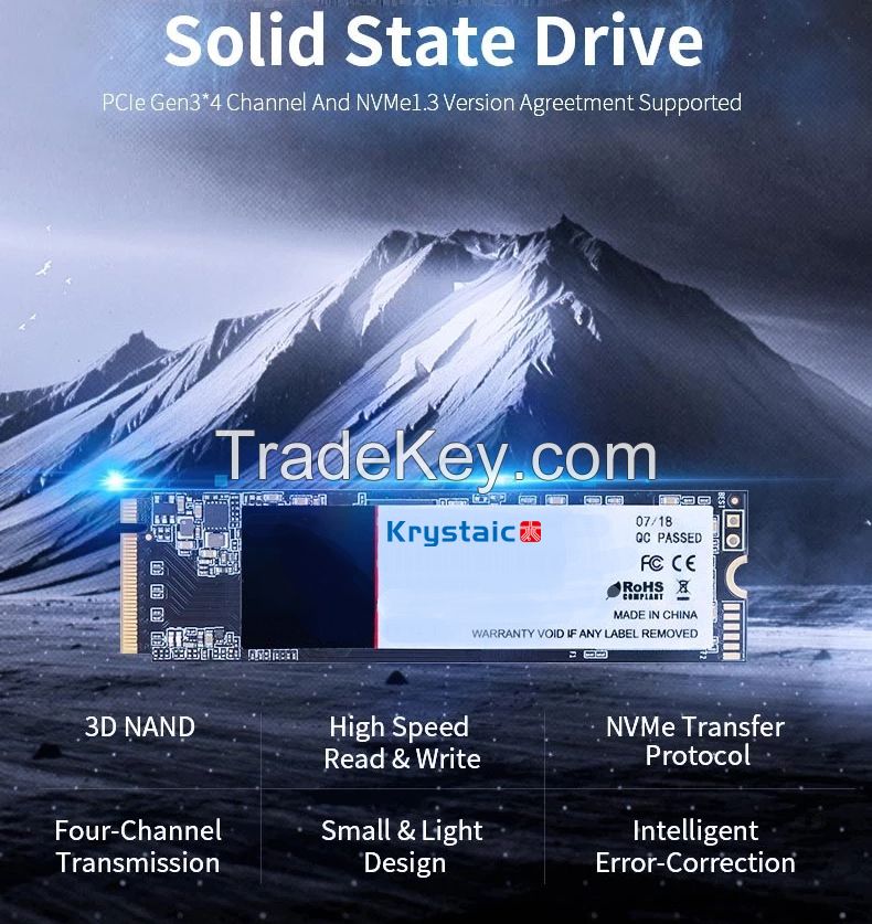 Krystaic M. 2 Pcie SSD Drive Nvme 2280 128GB 256GB 512GB 1tb 2tb 4tb SSD for Laptop Desktop Computer PC Storage