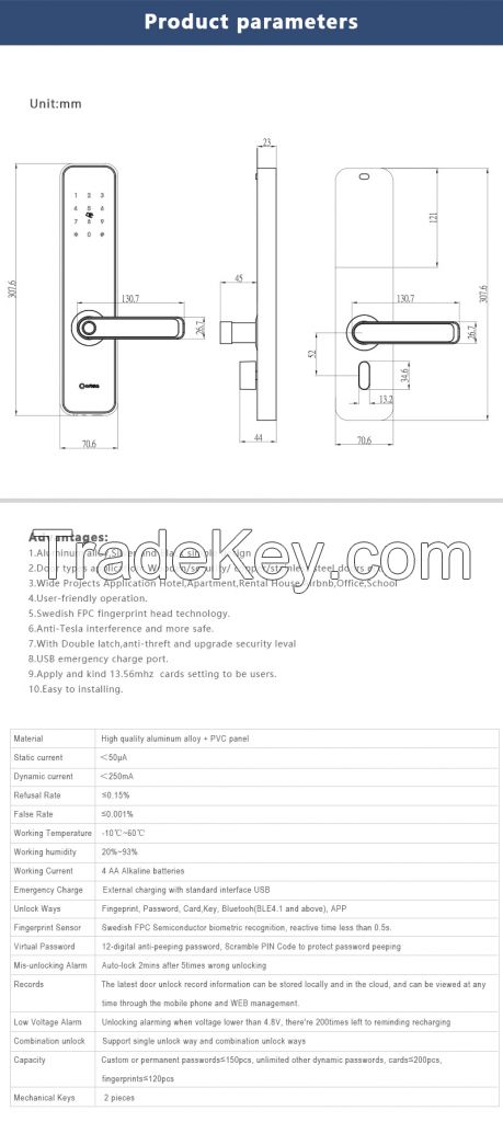 Ttlock Fingerprint Smart Door Lock Security Password Card Digital Door Lock For Home Office Apartment