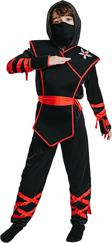 Carnival black&amp;red NINJA WARRIOR fancy costume for boy