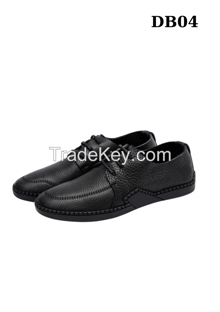 Men's Derby Shoes with Genuine Leather and Rubber Sole