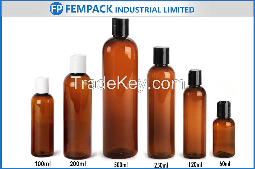 Body cream bottles amber color