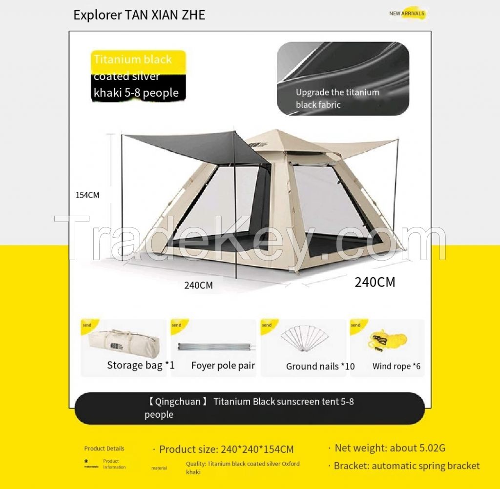 Explorer Camping Set Tent Portable folding automatic titanium black coated silver canopy outdoor complete set