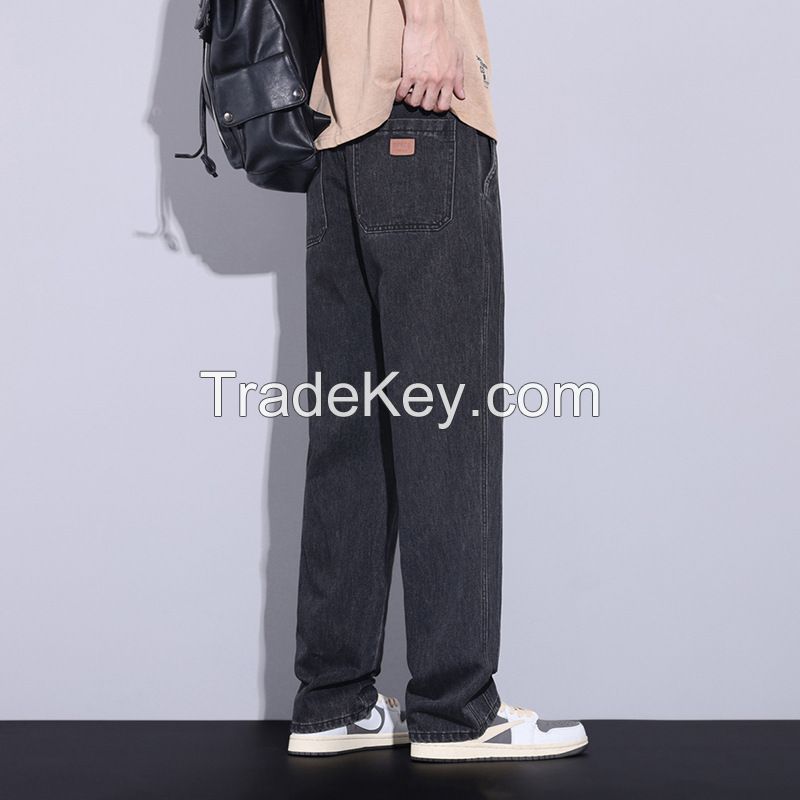 2024 Spring/Summer New Men's Jeans Trendy Straight Leg Loose Casual Versatile Wide Leg Pants for Men