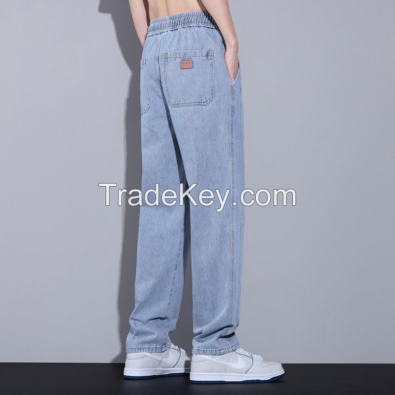 2024 Spring/Summer New Men's Jeans Trendy Straight Leg Loose Casual Versatile Wide Leg Pants for Men