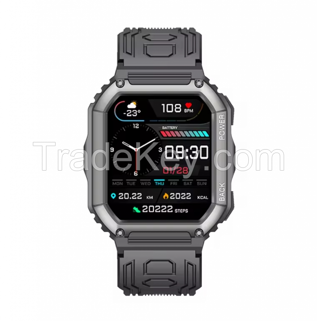 Kr06 Smartwatch Gps Track 1.8 Big Screen 320mah Long Battery Ip67 Life Waterproof Men Sports Smart Watch 2024