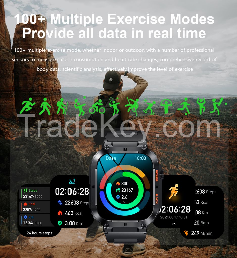 Custom logo hombre smartwatch 100+ sport modes BT call calorie consumption relojes inteligentes fashion K57 Pro men smart watch