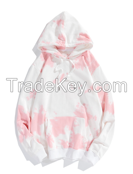 Autumn and winter new European and American gradient tie-dye long-sleeved loose hooded sweatshirt