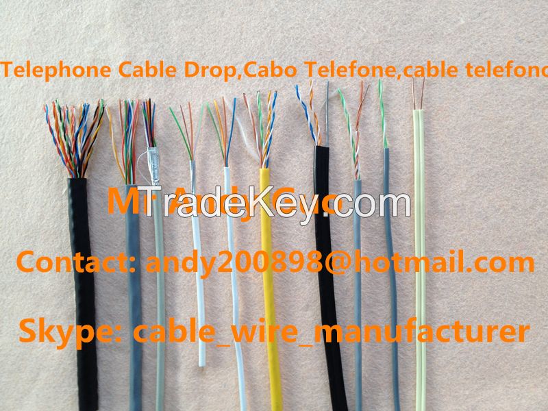 2 Pair Telephone Cables UTP Cat3, Telephone Drop Wire, Telecom Cable, Cabo Telefone, cable telefono