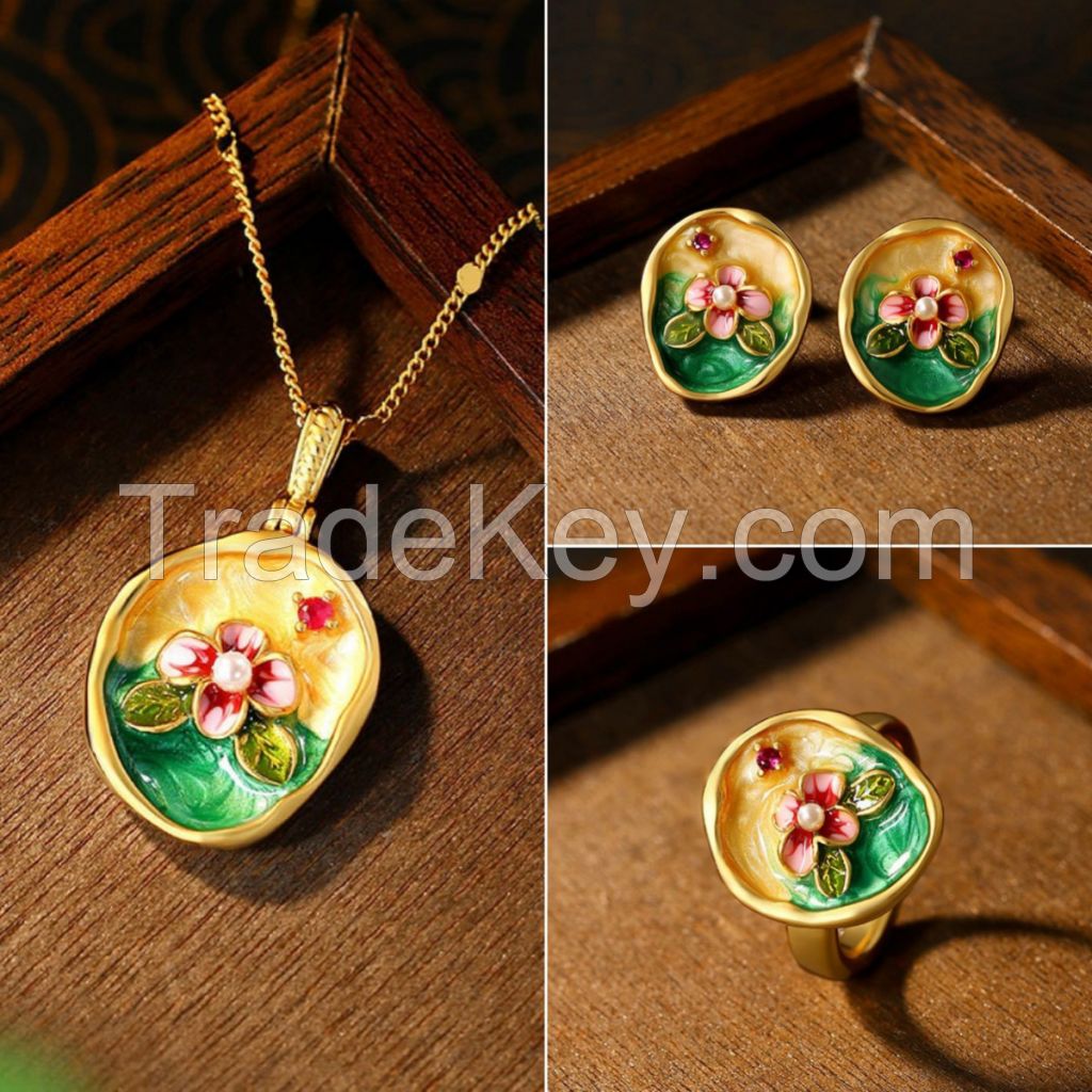 Enamel craft jewelry set