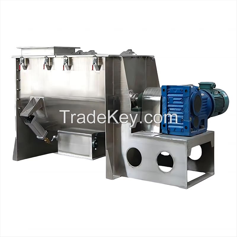 SS304 SS316 Feed Fertilizer Powder Horizontal Ribbon Mixer With Paddle Mixing