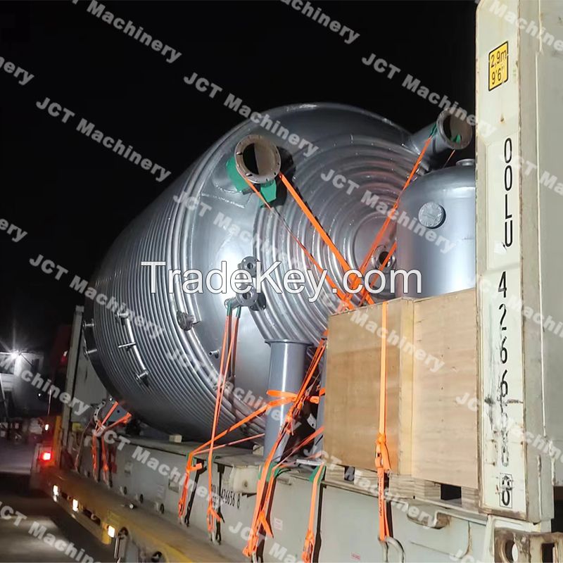 80000L Half Pipe External Coil Reactor Stainless Steel High Pressure Mixing Vessel with Vacuum System and Condenser