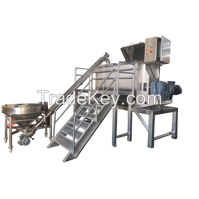 Industrial Double Horizontal Ribbon Blender Mixer Mixing Machine Dry Food Powder Set Bottom Discharge Machine