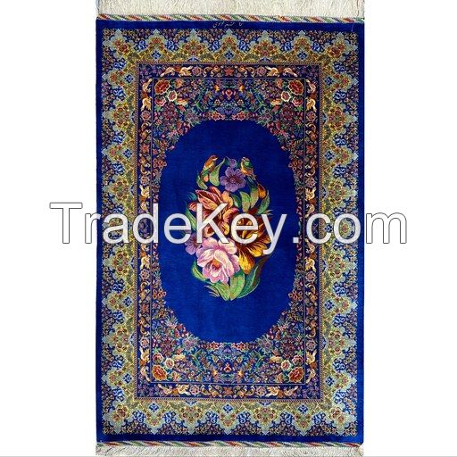 Authentic Iranian Hand-Woven Silk Carpet - Fine Weave