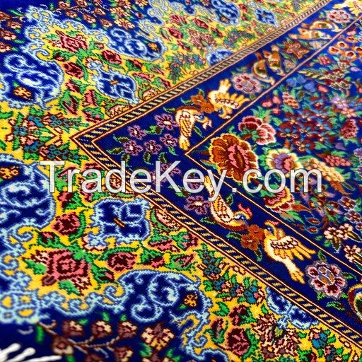 Authentic Iranian Hand-Woven Silk Carpet - Fine Weave