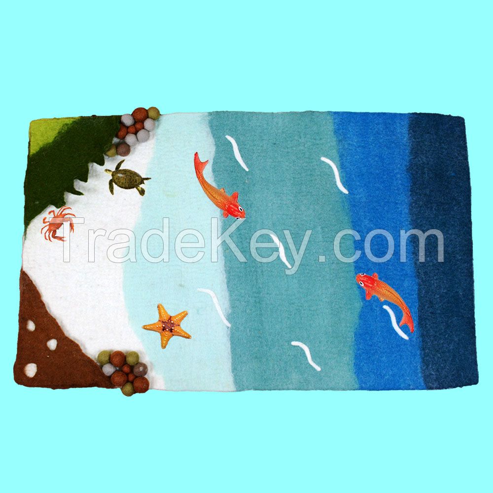 Wool Felt Sea Play Rug (80x50cm)