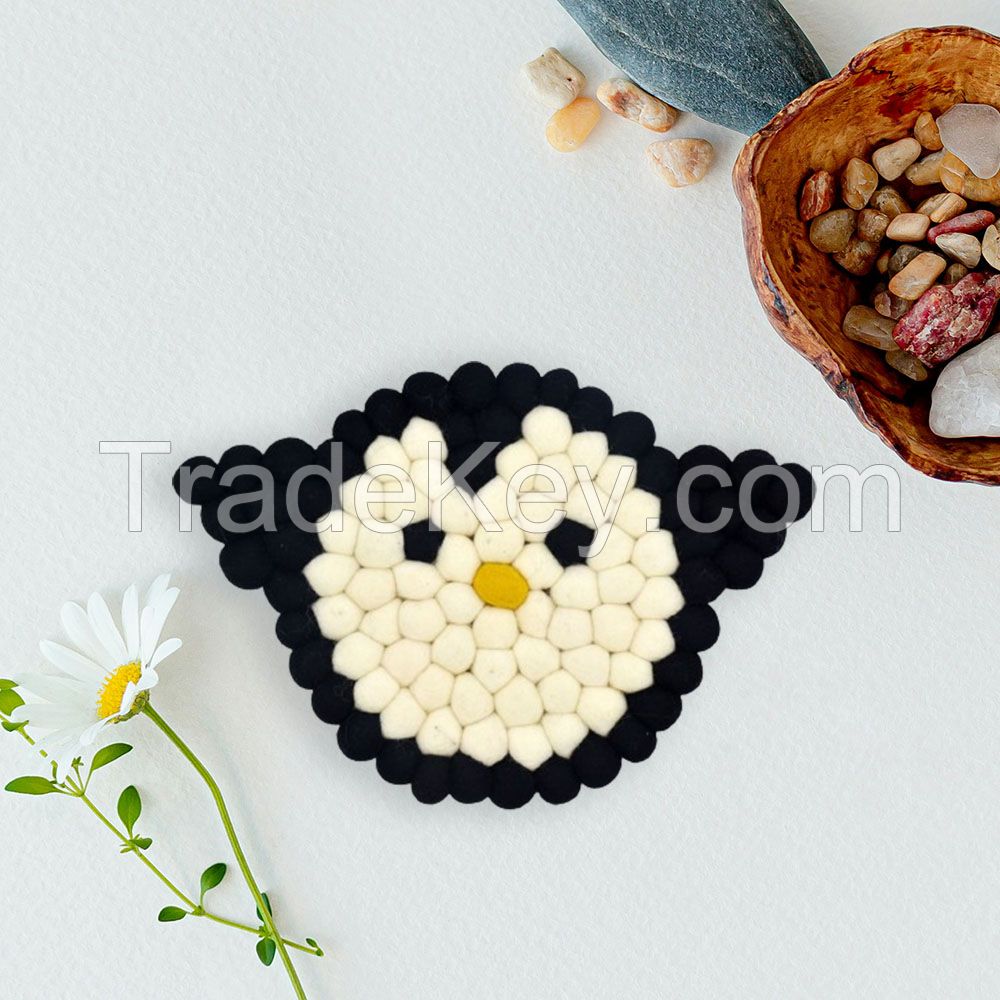 Owl Shape Felt Ball Trivet