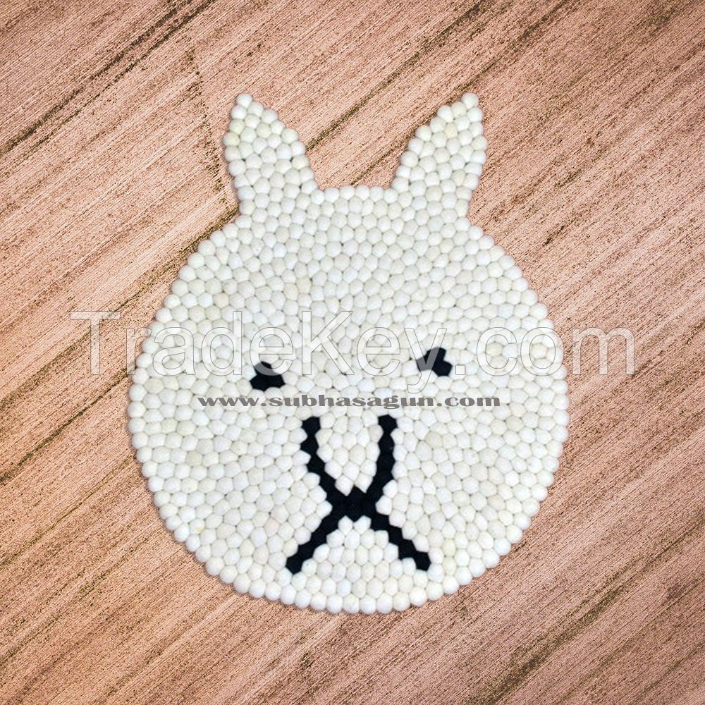 Bunny Shape Felt Ball Rug