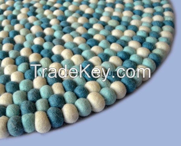 Sky Blue Felt Ball Rug