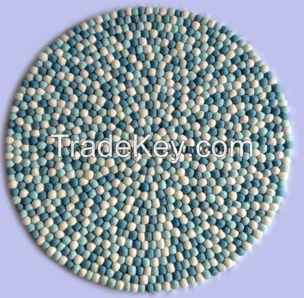 Sky Blue Felt Ball Rug