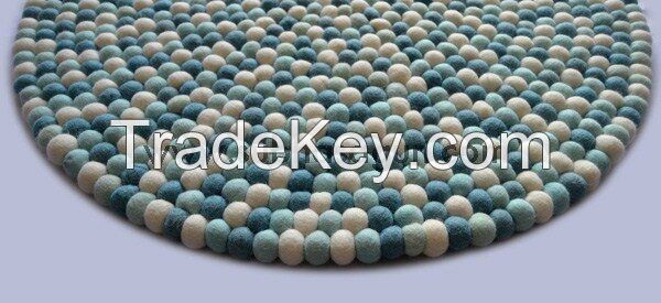 Sky Blue Felt Ball Rug