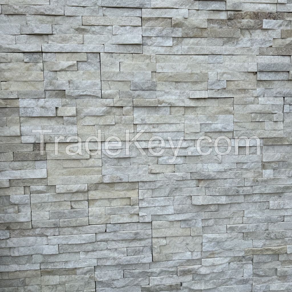 MIST white cultural stone wall thin ledge stone milk-color rock veneer