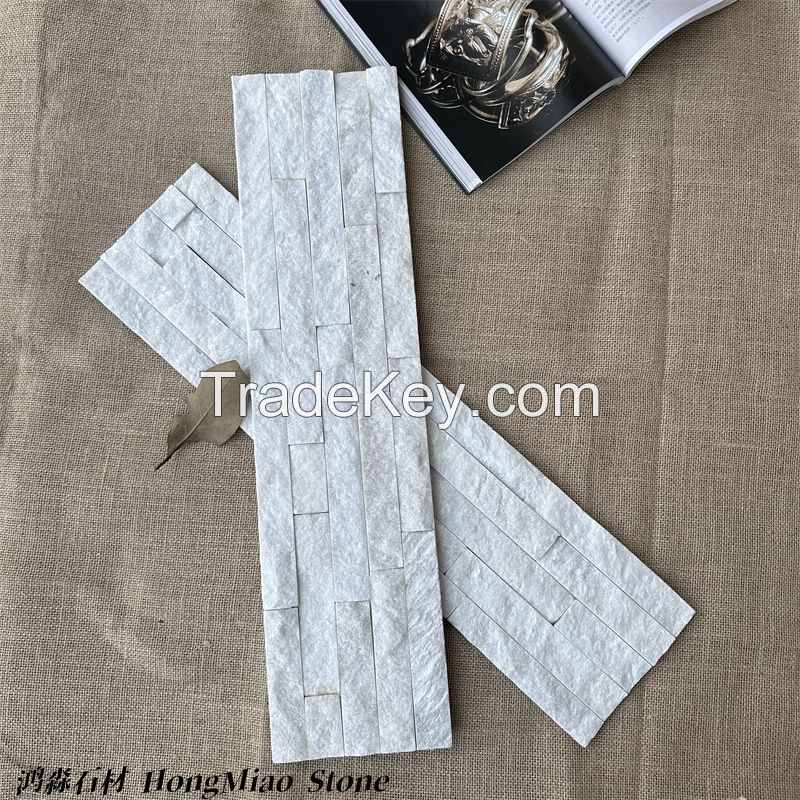 MIST white cultural stone wall thin ledge stone milk-color rock veneer