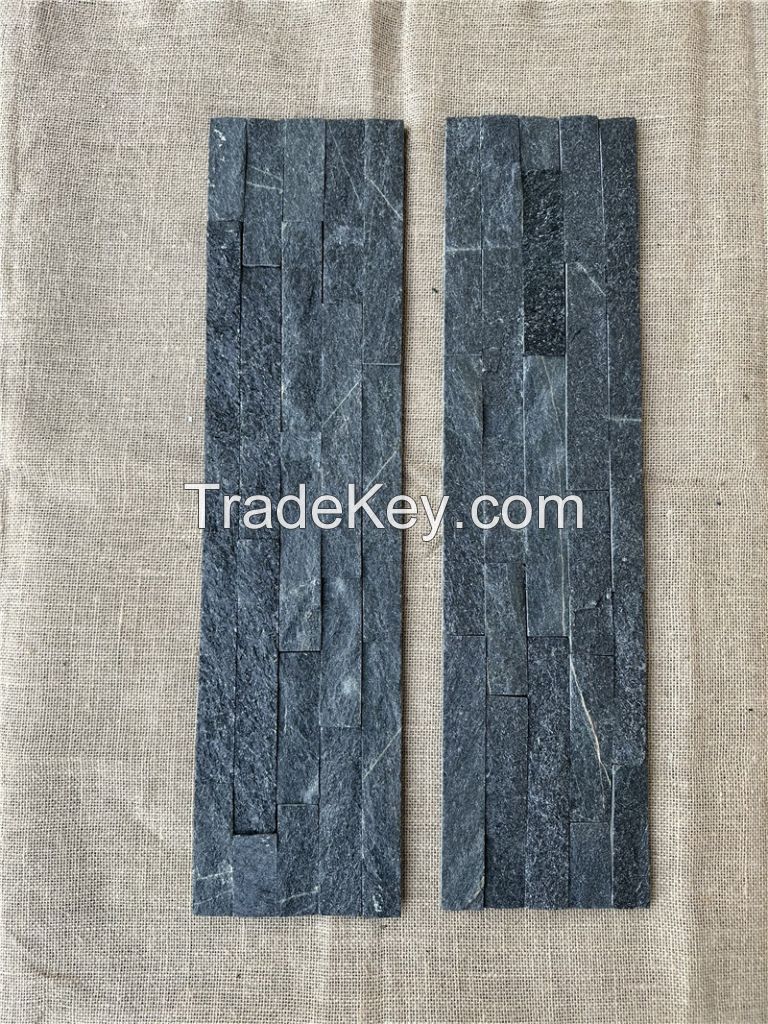 Gray stone wall panel stonewall kitchen ledge blackstone