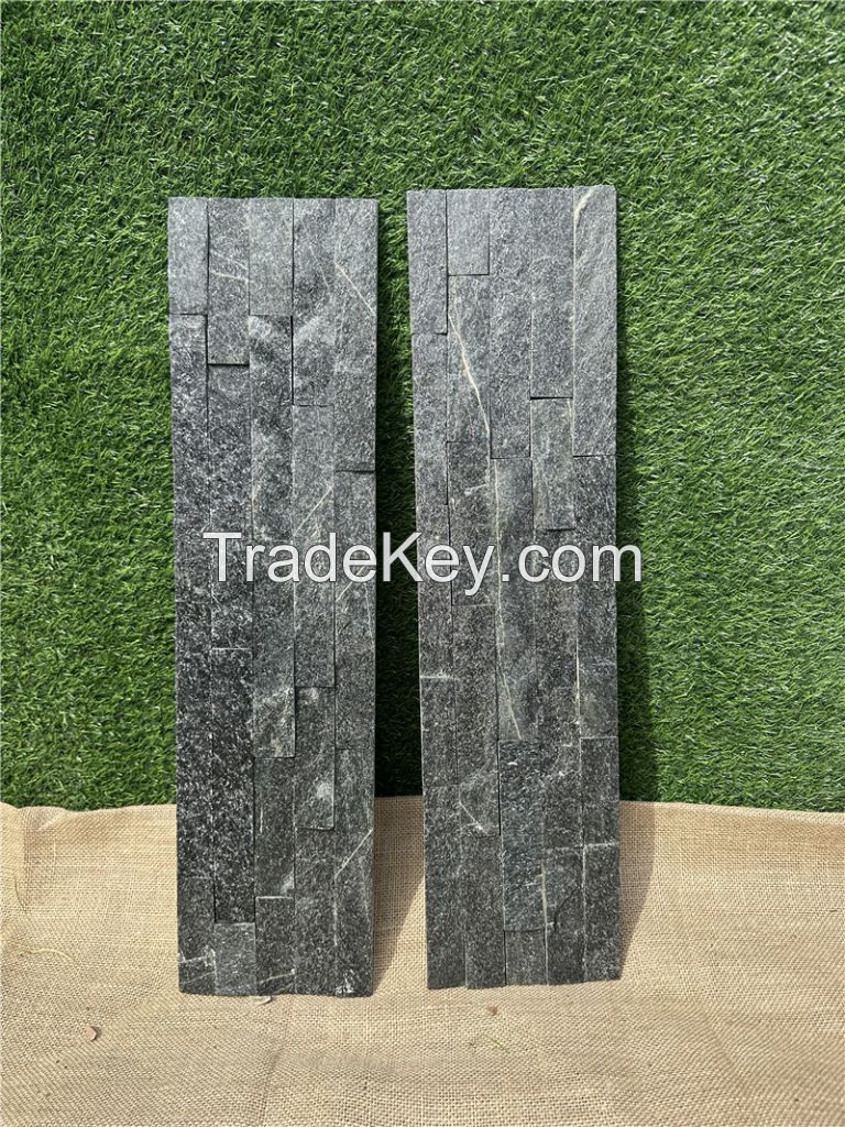 Gray stone wall panel stonewall kitchen ledge blackstone