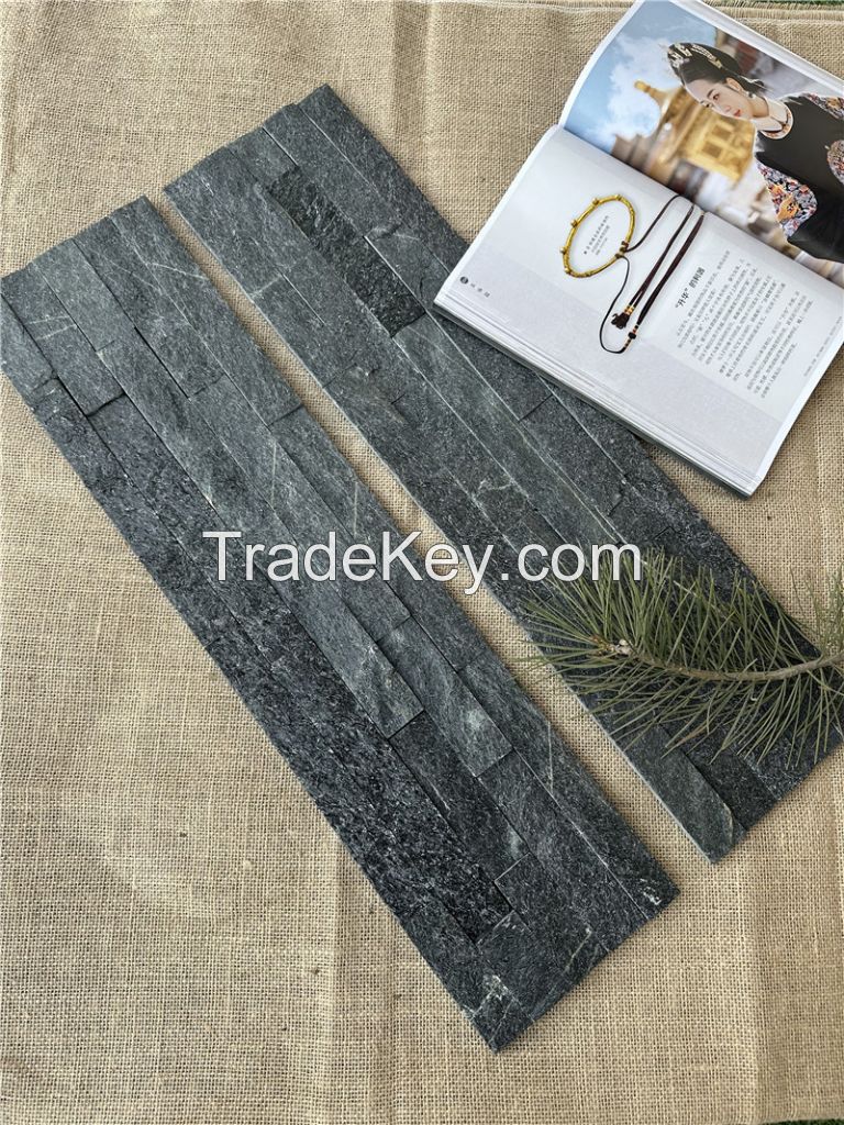 Gray stone wall panel stonewall kitchen ledge blackstone