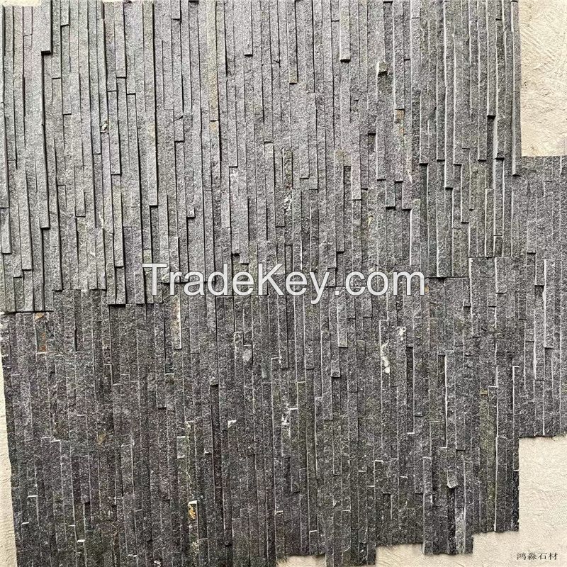 black natural stone veneer wall stone panel for garden decoration