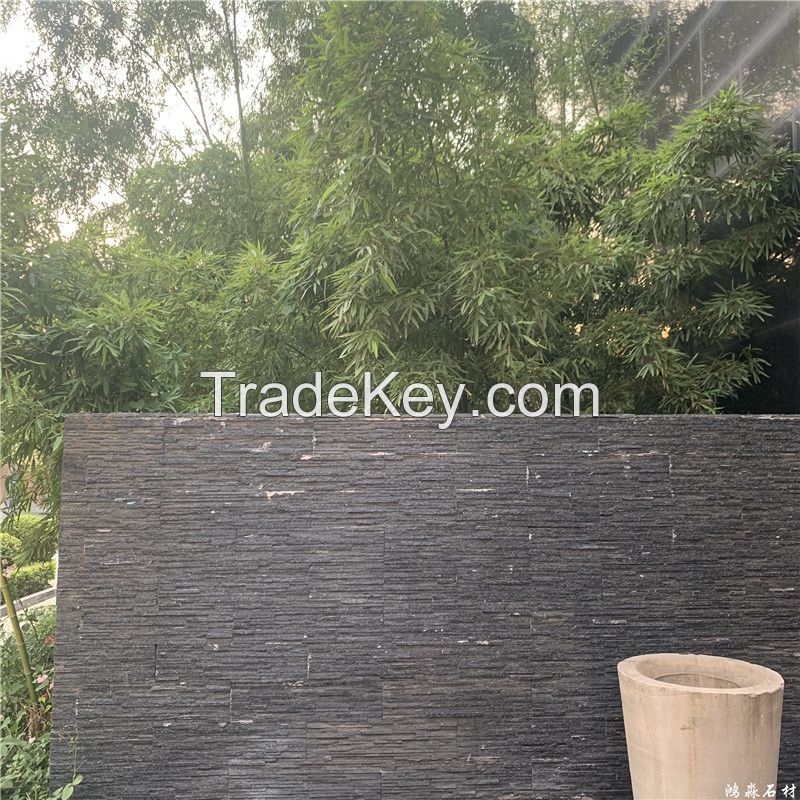 black natural stone veneer wall stone panel for garden decoration