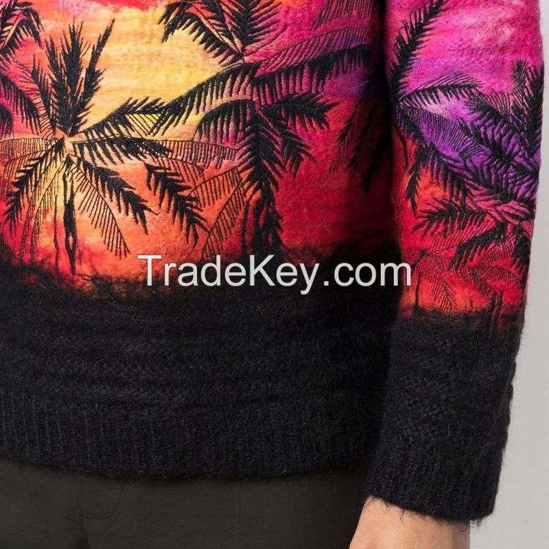 patterned knitted sweater male casual sublimation men's sweater custom Print knit sweater street wear custom fashion jumper custom