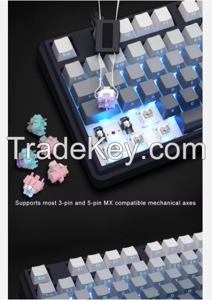 SKYLOONG GK104 Pro 3Mode Wireless gaming Mechanical Keyboard with 2.0 Screen 3 Knobs Hot-Swappable Side-Engraved PBT kevcap RGB