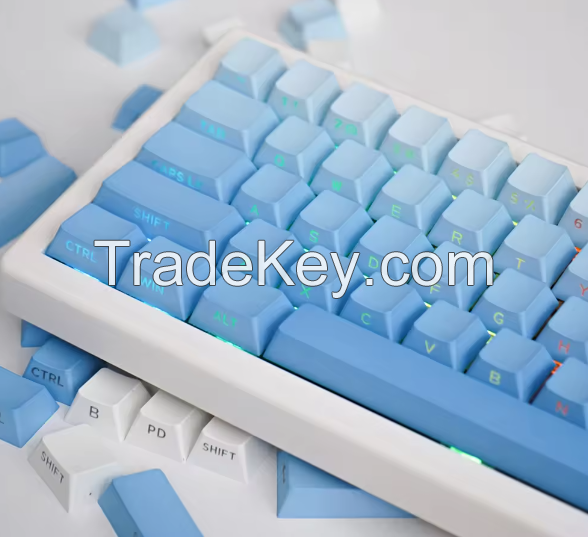 129 Keys Fog Blue Side Engraved Keycap OEM Profile Keycaps For MX Switch Mechanical keyboard keycaps Letters On Side Key Caps