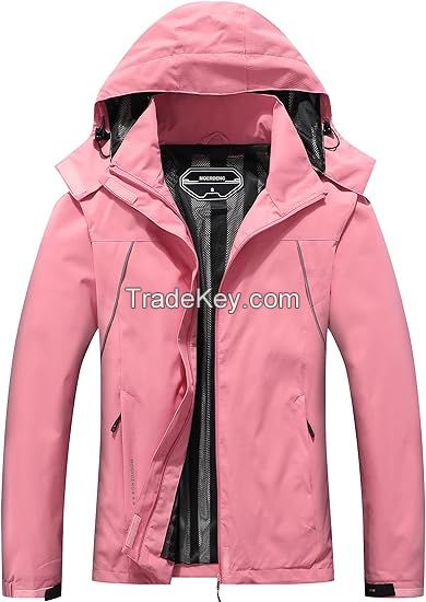 Raincoat Women Waterproof Long Hooded Trench Coats Lined Windbreaker Travel Jacket