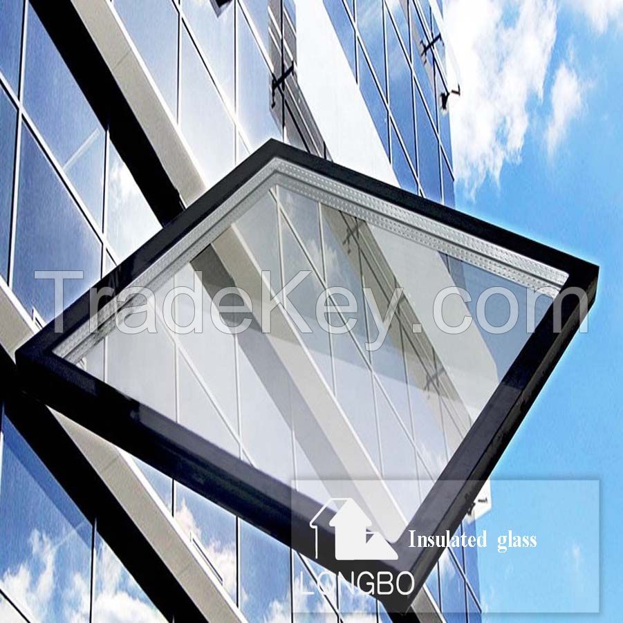 Hot sales commercial insulated glass door clear laminated colored bevel glass for insulated glass