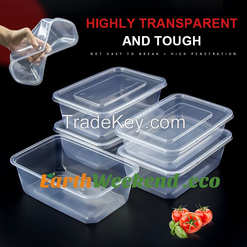 300-2500ml rectangular round disposable lunch box lunch box transparent plastic tableware wholesale packaging Box PP takeaway fast food box