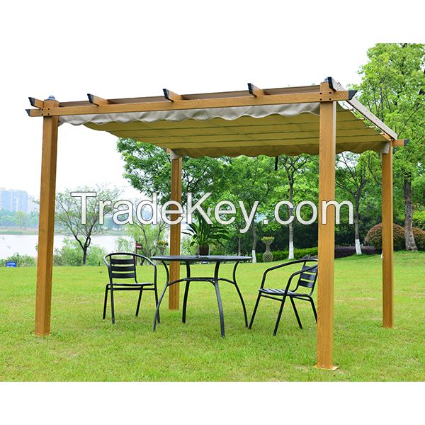 Patio Retractable Pergola Canopy, Backyard Shade Shelter for Deck, Porch Party, Garden, Grill Gazebo