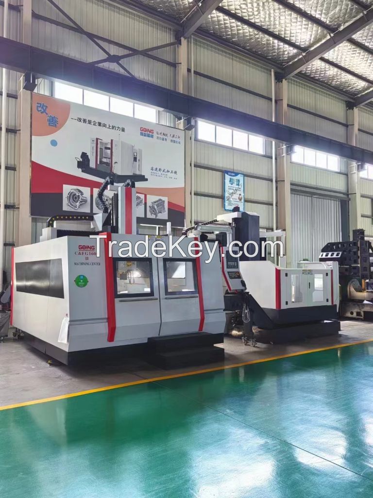 Crane type five axis machine