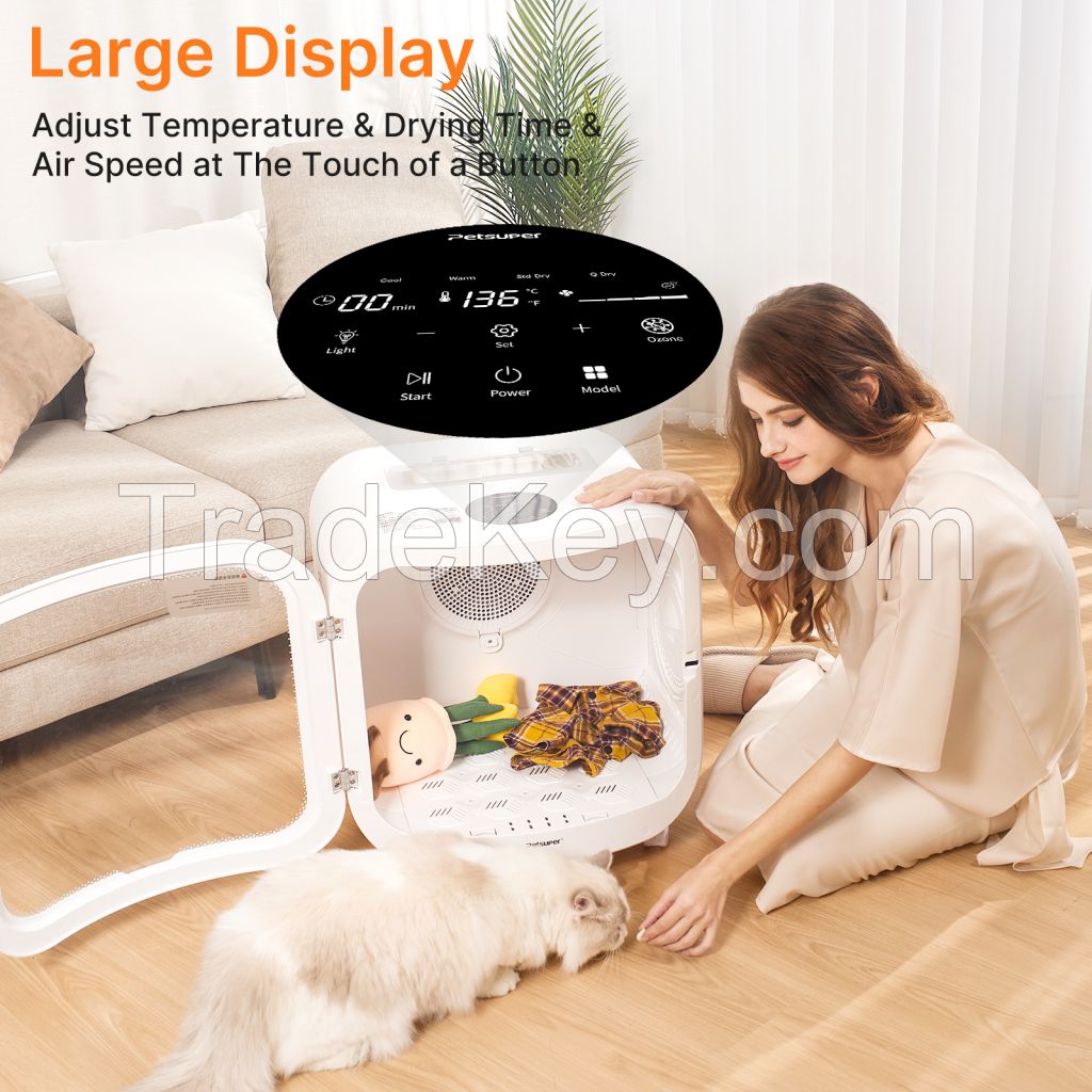 75L Smart Pet Dryer Box with Curved tempered glass Quick Drying