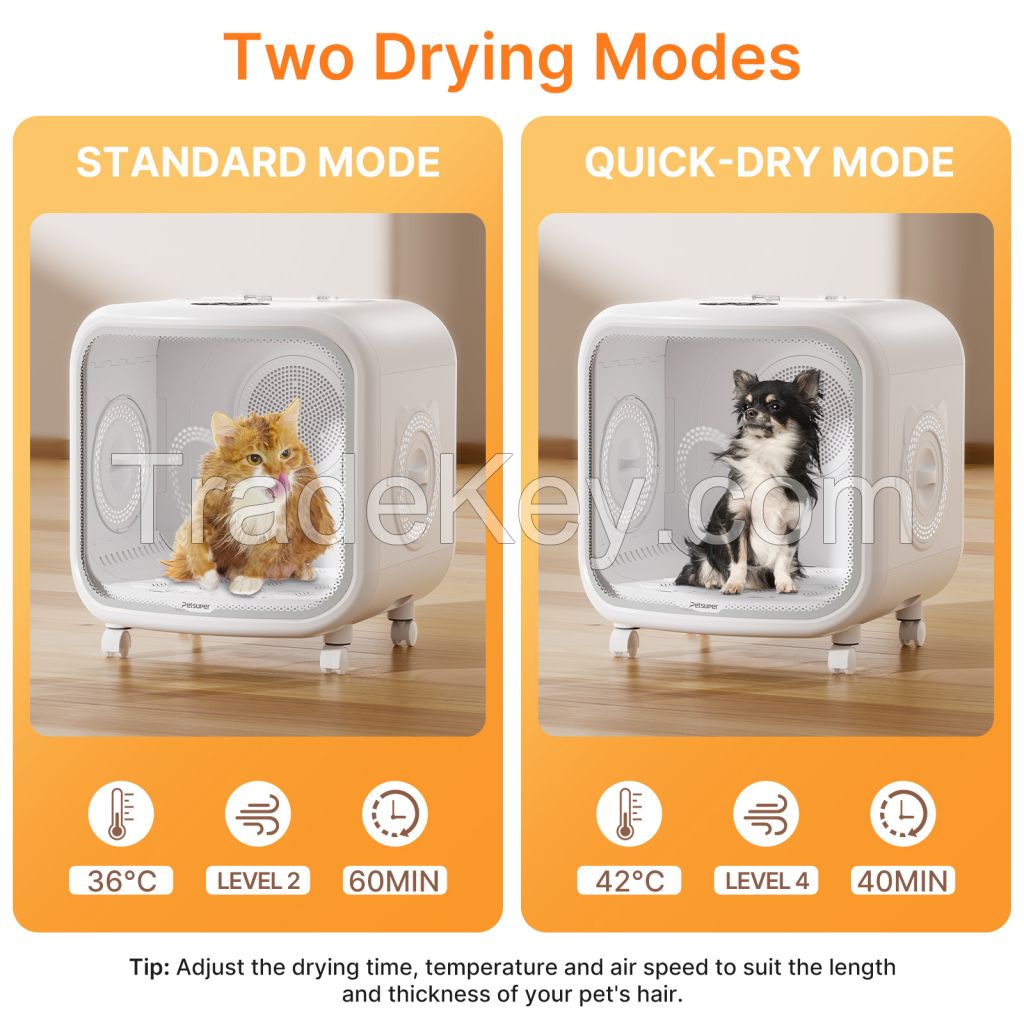 75L Smart Pet Dryer Box with Curved tempered glass Quick Drying