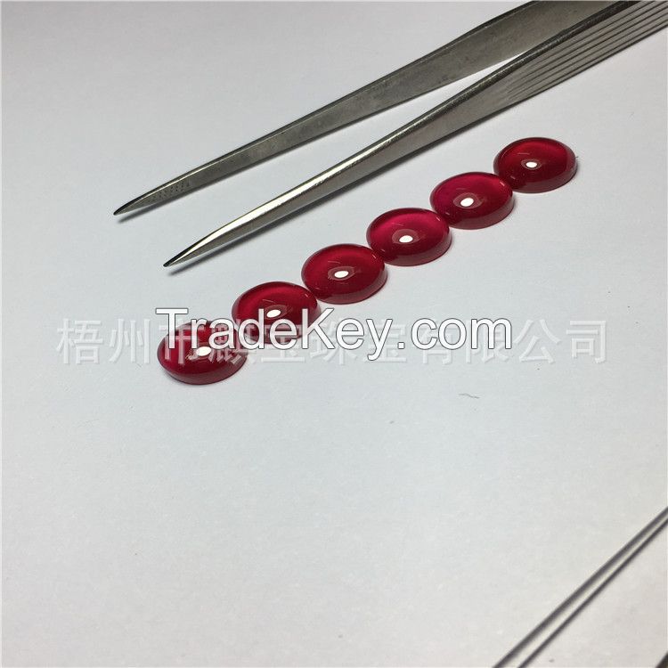 Wholesale red corundum flat flat surface round 3MM~10MM artificial ruby synthetic red corundum RD